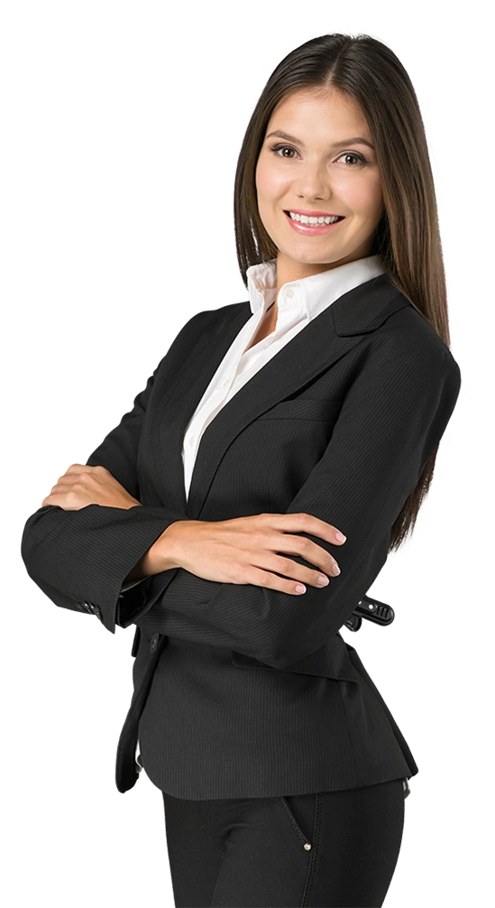 A professional woman smiling with arms crossed